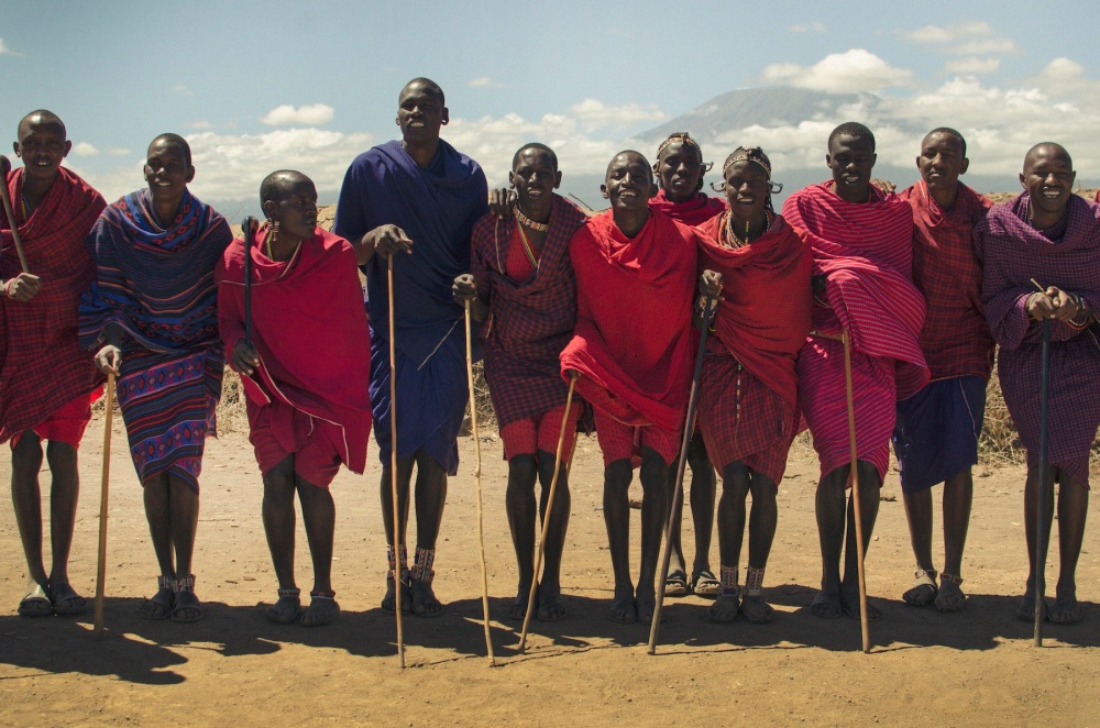 Maasai Men Ready to Jump